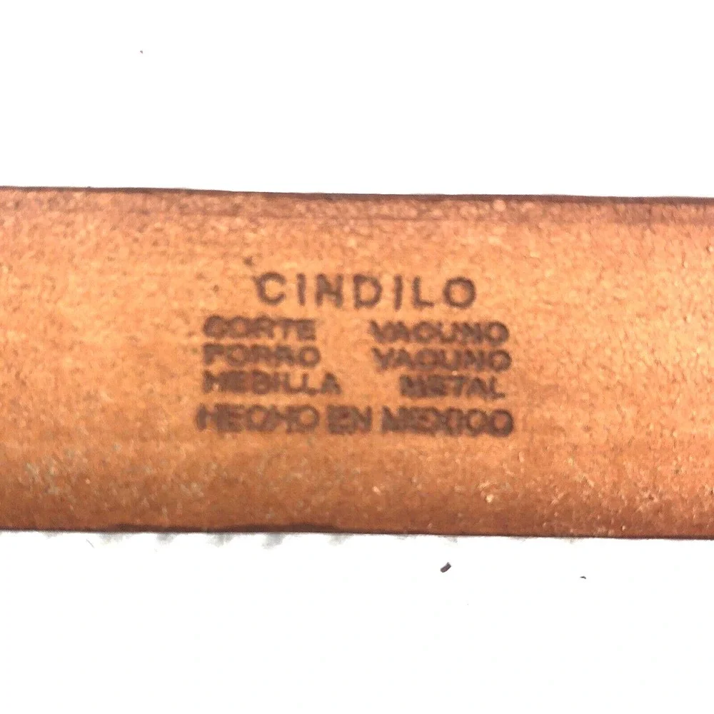 Cindilo Belt Men's 40 Brown‎ Leather Silver Tone Polished buckle
